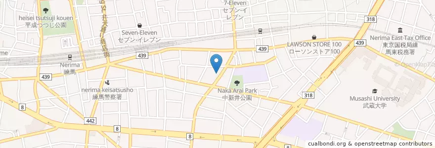 Mapa de ubicacion de 練馬桜台郵便局 en Jepun, 東京都, 練馬区.