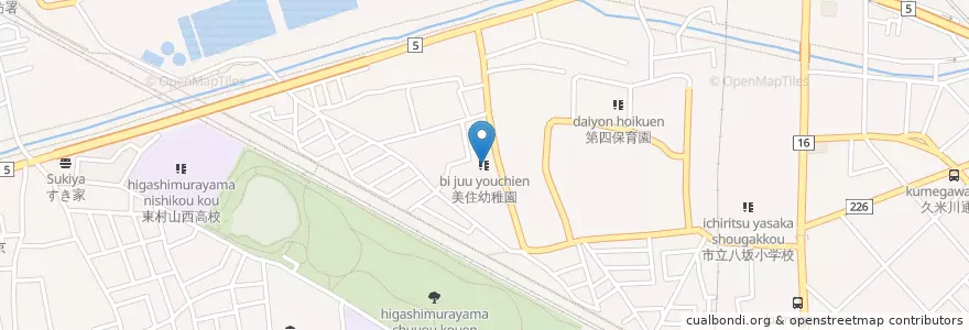 Mapa de ubicacion de 美住幼稚園 en Giappone, Tokyo, 東村山市.