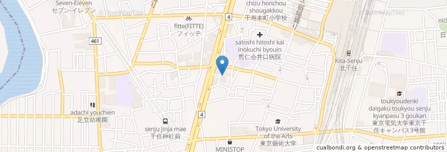 Mapa de ubicacion de 美誠会井出病院 en Japão, Tóquio, 足立区.