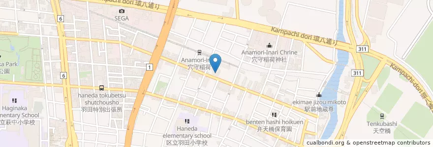 Mapa de ubicacion de 羽田児童館 en Japan, Tokio, 大田区.