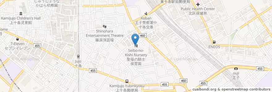 Mapa de ubicacion de 聖母の騎士保育園 en 日本, 東京都, 北区.