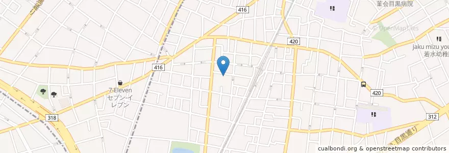 Mapa de ubicacion de 育英幼稚園 en 일본, 도쿄도, 目黒区.
