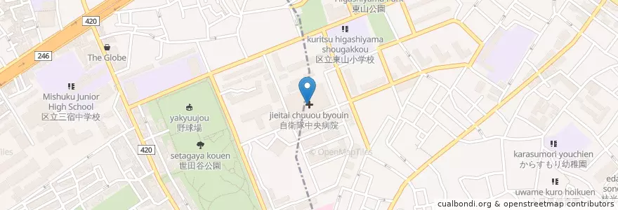Mapa de ubicacion de 自衛隊中央病院 en Giappone, Tokyo, 目黒区.