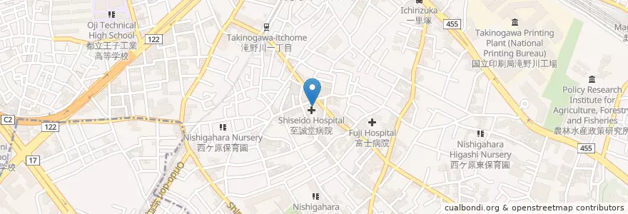 Mapa de ubicacion de Shiseido Hospital en Japan, Tokyo, Kita.