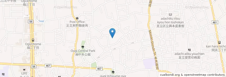 Mapa de ubicacion de 興南幼稚園 en Giappone, Tokyo, 足立区.