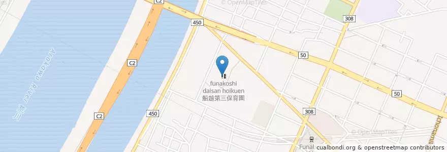 Mapa de ubicacion de 船越第三保育園 en Japan, Tokio, 江戸川区.