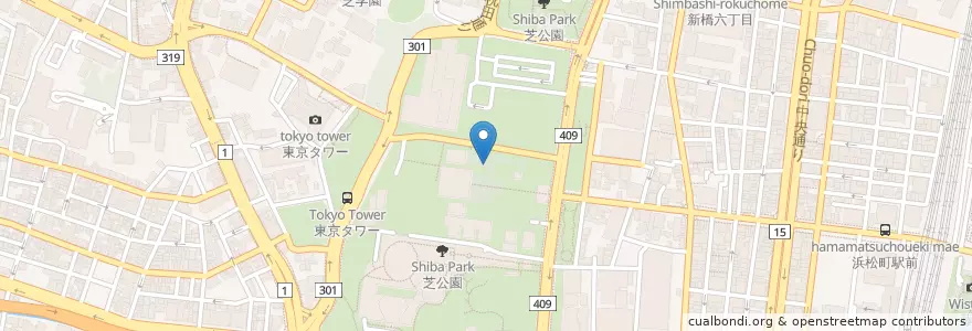 Mapa de ubicacion de 芝公園児童館 en Japan, 東京都, 港区.