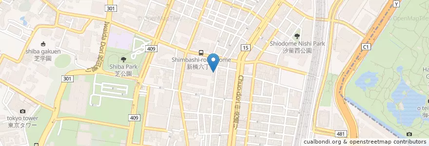 Mapa de ubicacion de 芝大門郵便局 en Giappone, Tokyo, Minato.