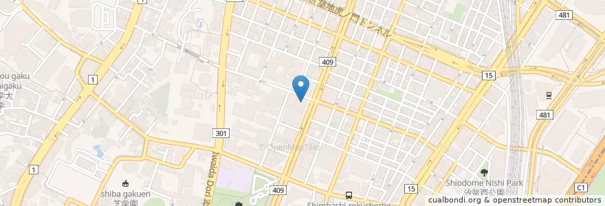 Mapa de ubicacion de 芝郵便局 en Giappone, Tokyo, Minato.