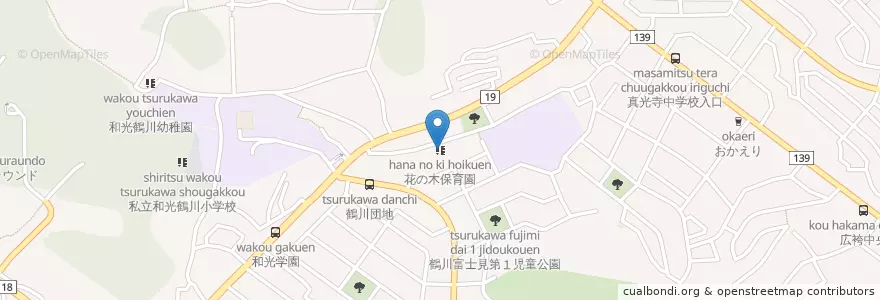Mapa de ubicacion de 花の木保育園 en Japan, 東京都, 町田市.