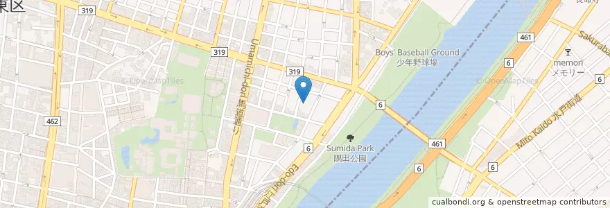 Mapa de ubicacion de 花川戸保育園 en 일본, 도쿄도, 다이토구.