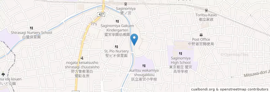 Mapa de ubicacion de 若宮児童館 en Japan, Tokio, 中野区, 杉並区.