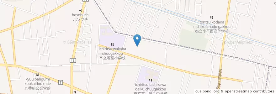 Mapa de ubicacion de 若葉児童館 en Japan, Tokio, 立川市.