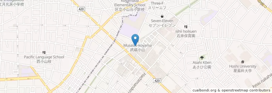 Mapa de ubicacion de 荏原警察署武蔵小山交番 en Giappone, Tokyo, 品川区.