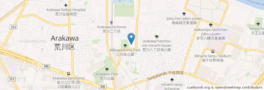 Mapa de ubicacion de 荒川さつき保育園 en 日本, 東京都.