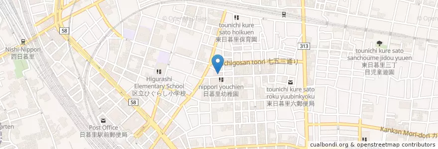 Mapa de ubicacion de 荒川区立日暮里図書館 en Japan, Tokio.
