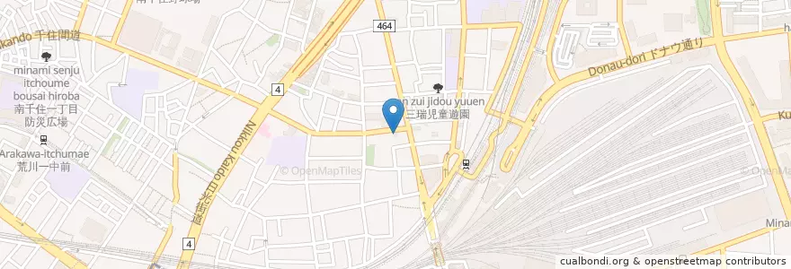 Mapa de ubicacion de 荒川南千住五郵便局 en Japonya, 東京都.