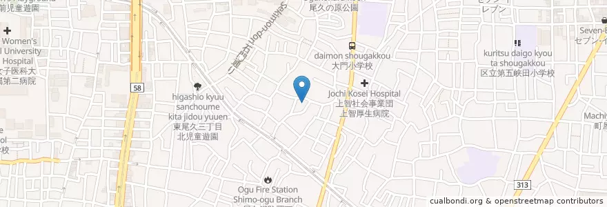 Mapa de ubicacion de 荒川東尾久六郵便局 en 日本, 東京都.