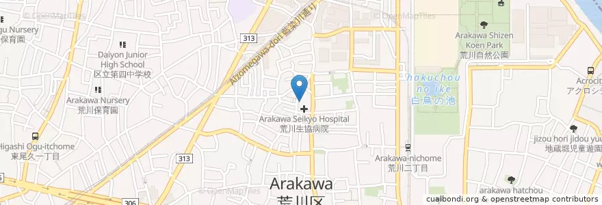 Mapa de ubicacion de 荒川生協診療所 en Japan, 東京都.