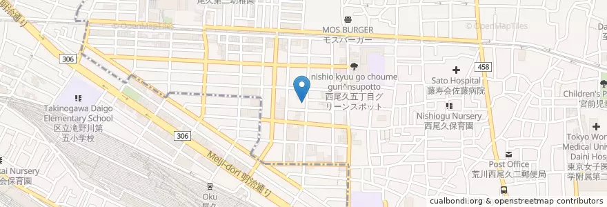 Mapa de ubicacion de 荒川西尾久七郵便局 en 日本, 东京都/東京都.