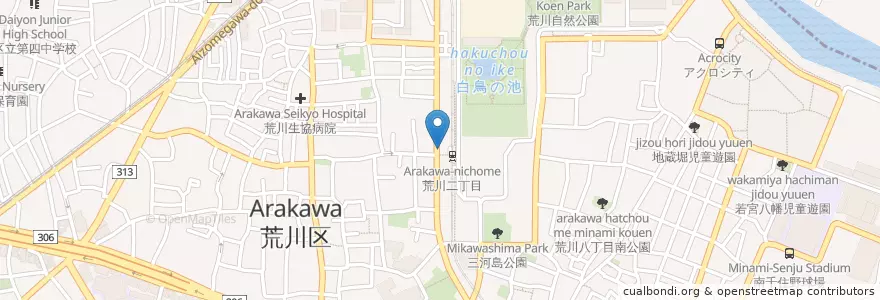 Mapa de ubicacion de 荒川警察署峡田交番 en Jepun, 東京都.