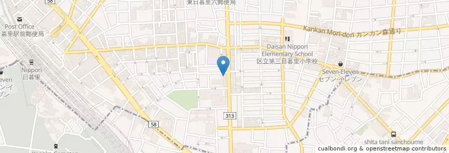 Mapa de ubicacion de 荒川警察署日暮里本通交番 en Япония, Токио, Тайто.