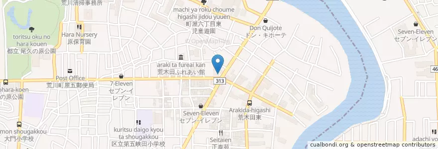 Mapa de ubicacion de 荒川警察署 荒木田交番 en اليابان, 東京都, 足立区.