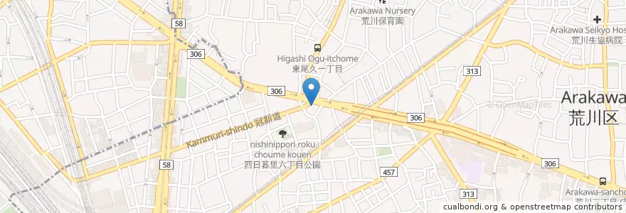 Mapa de ubicacion de 荒川警察署 西日暮里六丁目交番 en Japón, Tokio.