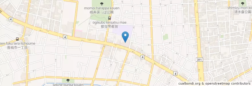 Mapa de ubicacion de 荻窪郵便局 en 일본, 도쿄도, 杉並区.