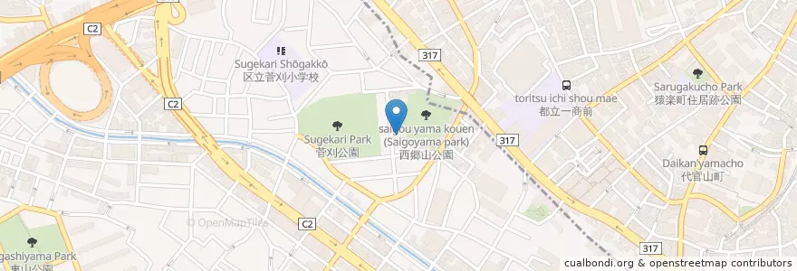 Mapa de ubicacion de 菅刈保育園 en Japón, Tokio, Meguro.