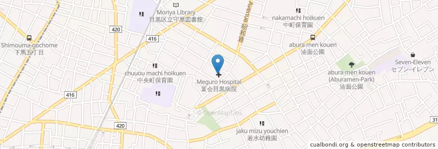 Mapa de ubicacion de 菫会目黒病院 en Giappone, Tokyo, 目黒区.