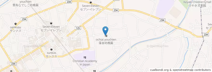 Mapa de ubicacion de 落合幼稚園 en Japan, 東京都, 東久留米市.