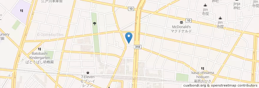 Mapa de ubicacion de 葛西駅前郵便局 en Japan, Tokio, 江戸川区.