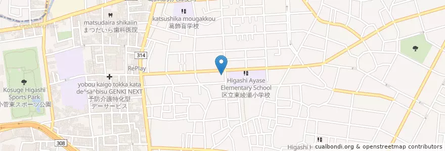 Mapa de ubicacion de 葛飾堀切六郵便局 en Giappone, Tokyo, 葛飾区.