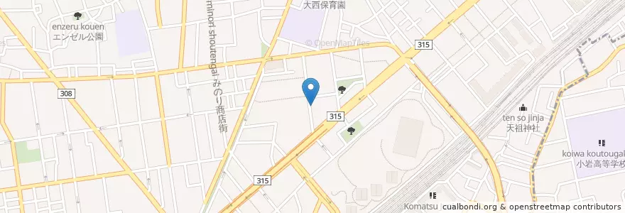 Mapa de ubicacion de 葛飾東新小岩郵便局 en 日本, 東京都, 葛飾区.