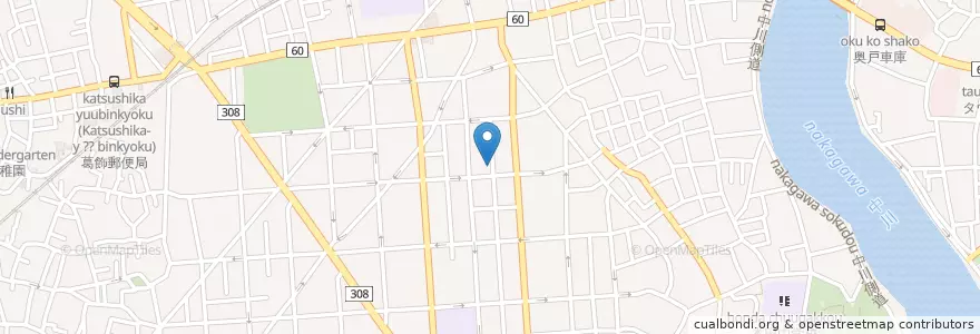 Mapa de ubicacion de 葛飾東立石郵便局 en Japonya, 東京都, 葛飾区.