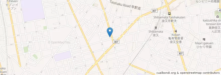 Mapa de ubicacion de 葛飾柴又一郵便局 en Япония, Токио, Кацусика.