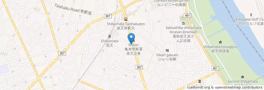Mapa de ubicacion de 葛飾柴又郵便局 en Japan, 東京都, 葛飾区.