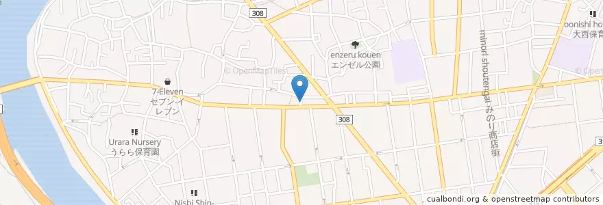 Mapa de ubicacion de 葛飾西新小岩郵便局 en Япония, Токио, Кацусика.