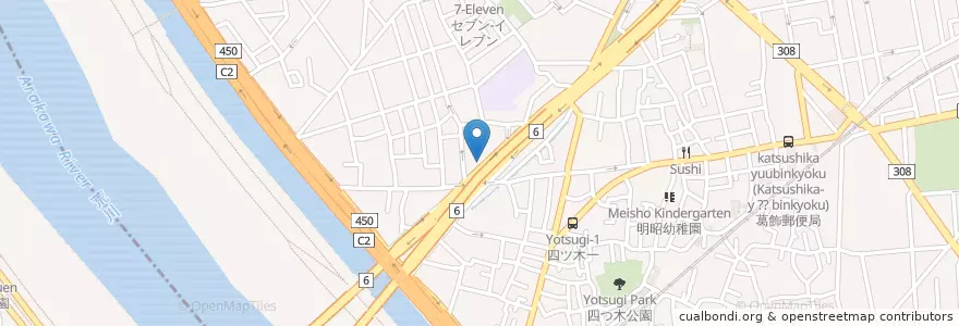 Mapa de ubicacion de 葛飾警察署 四ツ木交番 en Japan, 東京都, 葛飾区.