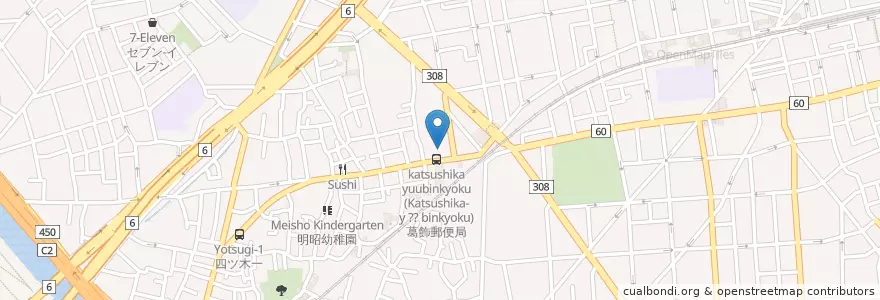 Mapa de ubicacion de 葛飾郵便局 en Япония, Токио, Кацусика.