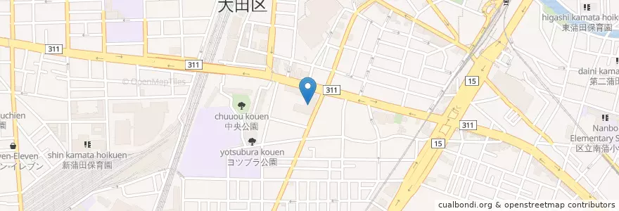 Mapa de ubicacion de 蒲田郵便局 en Japan, 東京都, 大田区.