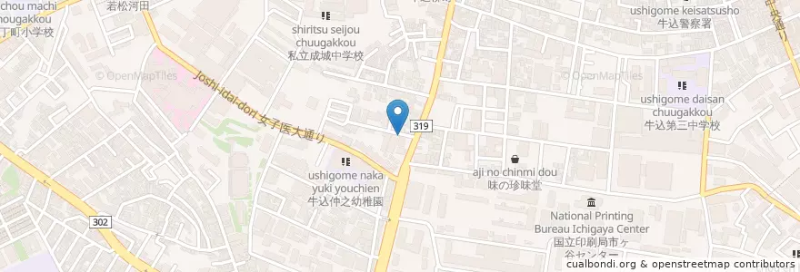 Mapa de ubicacion de 薬王寺保育園 en Japão, Tóquio, 新宿区.