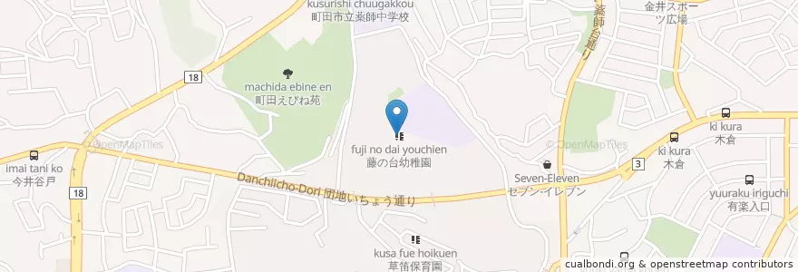 Mapa de ubicacion de 藤の台幼稚園 en Japon, Tokyo, 町田市.