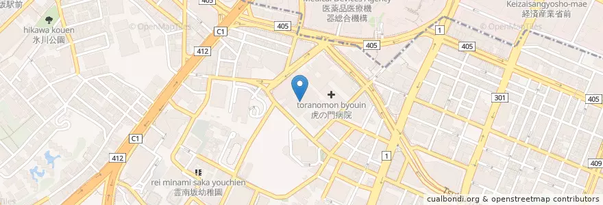Mapa de ubicacion de 虎の門病院 en ژاپن, 東京都, 港区.