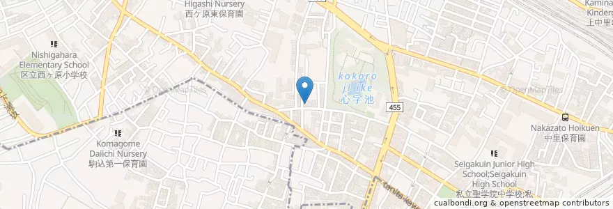 Mapa de ubicacion de 西ケ原東児童館 en Japan, 東京都, 北区.