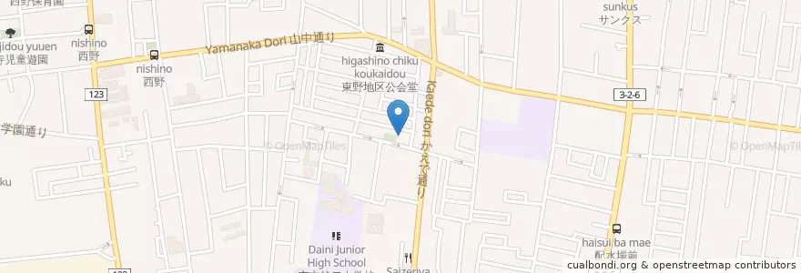 Mapa de ubicacion de 西児童館 en Japan, Tokyo, Mitaka.