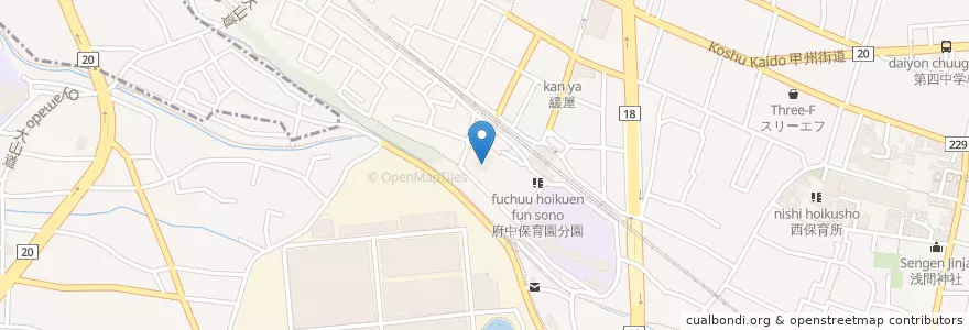 Mapa de ubicacion de 西府児童館 en Japão, Tóquio, 府中市.