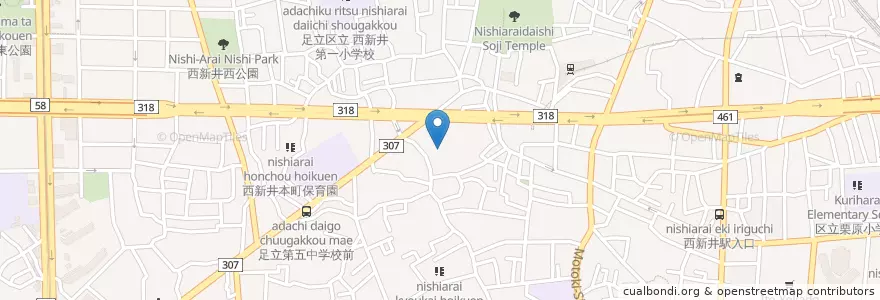 Mapa de ubicacion de 西新井幼稚園 en 日本, 東京都, 足立区.