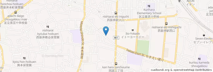 Mapa de ubicacion de 西新井栄町児童館 en 日本, 东京都/東京都, 足立区.